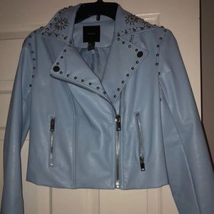 Baby blue leather jacket